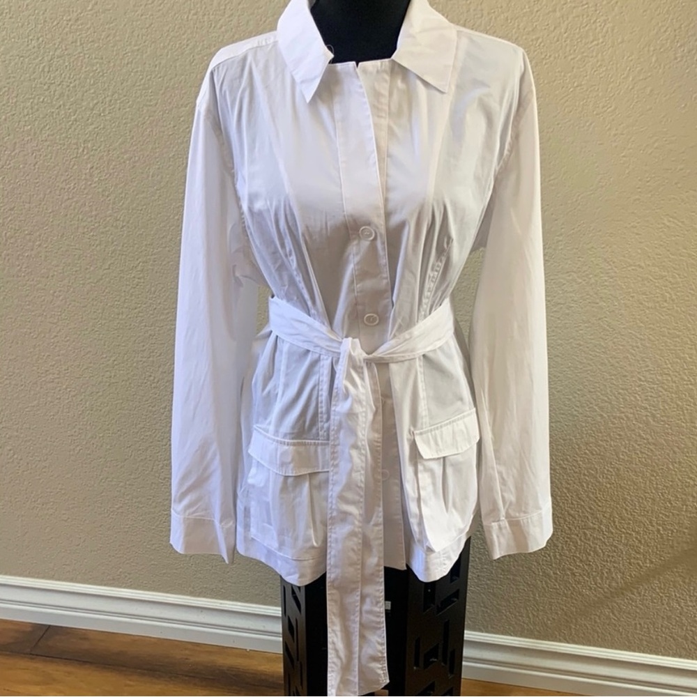 BYRON LARS Classic White Safari Shirt w/Pleated Pockets XL ⭐️NEW⭐️